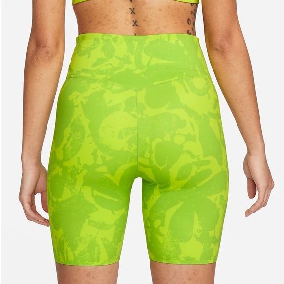 NWT Nike one luxe icon clash bike shorts green printed mid rise large - Picture 2 of 9